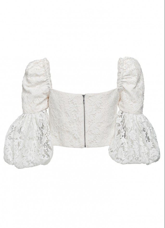 WHITE LACE AND GROSGRAIN TOP